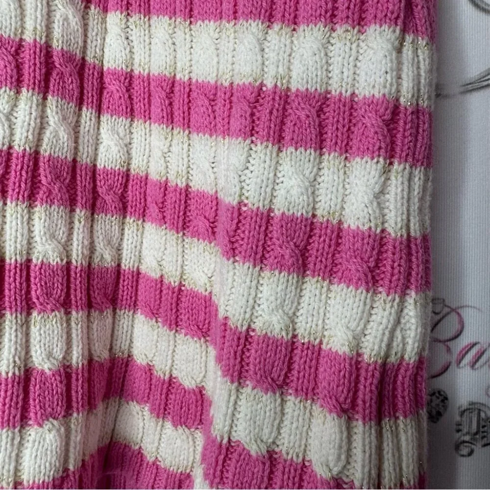 Sweater candy striped ribbon bow tie detail sequins sparkly knitted crochet y2k